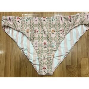 aguabendita Floral/Stripe Reversible Bikini Bottom 2X New